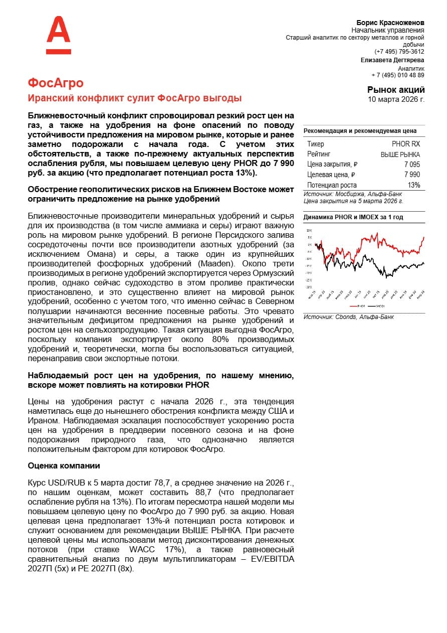 Иранский конфликт сулит ФосАгро выгоды